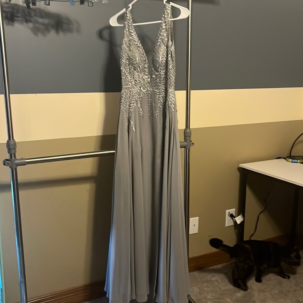 grey prom dress